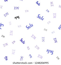 Light Pink, Blue vector seamless cover with symbols of 30, 50, 70 % sales. Colorful set of  percentage signs in simple style. Backdrop for super sales on Black Friday.