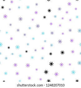 Light Pink, Blue vector seamless layout with bright snowflakes. Colorful snowflakes with gradient on abstract background. Design for wallpaper, fabric makers.