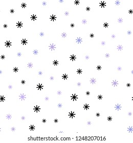Light Pink, Blue vector seamless template with ice snowflakes. Glitter abstract illustration with crystals of ice. Texture for window blinds, curtains.