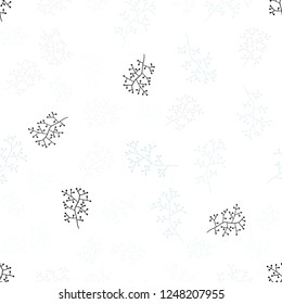 Light Pink, Blue vector seamless doodle backdrop with branches. Illustration with doodles on abstract template. Texture for window blinds, curtains.