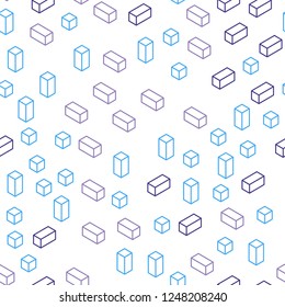Light Pink, Blue vector seamless, isometric layout with lines, rectangles. Decorative design in abstract style with rectangles. Template for business cards, websites.