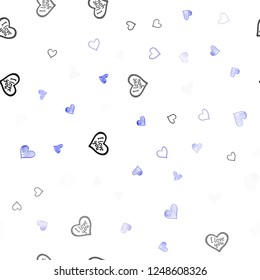 Light Pink, Blue vector seamless pattern with colorful hearts. Hearts on blurred abstract background with colorful gradient. Pattern for carnival, festival romantic leaflets.