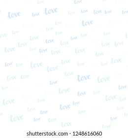 Light Pink, Blue vector seamless background with words of love. Decorative design in doodle style with text LOVE YOU. Design for wallpaper, fabric makers.