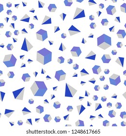 Light Pink, Blue vector seamless, isometric pattern with polygonal style with cubes. Decorative design in abstract style with lines, cubes. Design for textile, fabric, wallpapers.