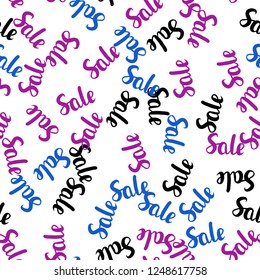 Light Pink, Blue vector seamless background with 70, 90 % signs of sales. Colorful set of  percentage signs in simple style. Backdrop for mega promotions, discounts.