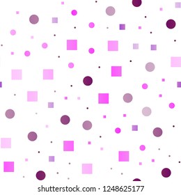 Light Pink, Blue vector seamless background with circles, rectangles. Colorful illustration with circles, squares in nature style. Pattern for design of window blinds, curtains.