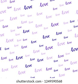 Light Pink, Blue vector seamless backdrop with phrase LOVE YOU. Decorative design in doodle style with text LOVE YOU. Texture for window blinds, curtains.