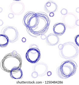 Light Pink, Blue vector seamless background with bubbles. Blurred decorative design in abstract style with bubbles. Pattern for trendy fabric, wallpapers.