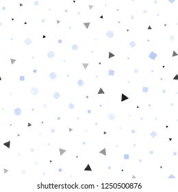 Light Pink, Blue vector seamless backdrop with lines, circles, rhombus. Illustration with colorful circles, triangles, rectangles. Pattern for trendy fabric, wallpapers.