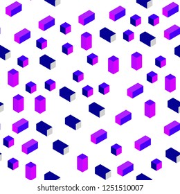 Light Pink, Blue vector seamless, isometric background with rectangles. Abstract gradient illustration with rectangles. Pattern for trendy fabric, wallpapers.