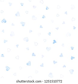 Light Pink, Blue vector seamless texture with lovely hearts. Beautiful colored illustration with hearts in celebration style. Template for Valentine's greeting postcards.