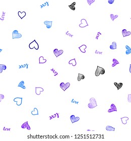 Light Pink, Blue vector seamless pattern with phrase LOVE YOU, hearts. Colorful gradient phrase LOVE YOU, hearts in abstract style. Design for wallpaper, fabric makers.