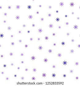 Light Pink, Blue vector seamless background with xmas snowflakes. Colorful snowflakes with gradient on abstract background. Template for business cards, websites.