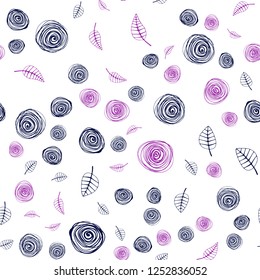 Light Pink, Blue vector seamless natural backdrop with leaves and flowers. Creative illustration in blurred style with leaves, flowers. Design for textile, fabric, wallpapers.