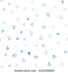 Light Pink, Blue vector seamless texture with lovely hearts. Decorative shining illustration with hearts on abstract template. Pattern for marriage gifts, congratulations.