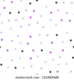 Light Pink, Blue vector seamless template with ice snowflakes. Modern geometrical abstract illustration with snowflakes. Texture for window blinds, curtains.