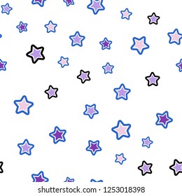 Light Pink, Blue vector seamless layout with bright stars. Shining colored illustration with stars. Texture for window blinds, curtains.