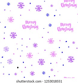 Light Pink, Blue vector seamless cover with beautiful snowflakes. Colorful decorative design in xmas style with snow. Trendy design for wallpaper, fabric makers.