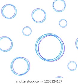 Light Pink, Blue vector seamless layout with circle shapes. Abstract illustration with colored bubbles in nature style. Texture for window blinds, curtains.