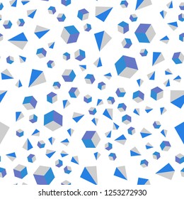 Light Pink, Blue vector seamless, isometric pattern with polygonal style with cubes. Illustration with colorful triangles, rectangles. Pattern for trendy fabric, wallpapers.