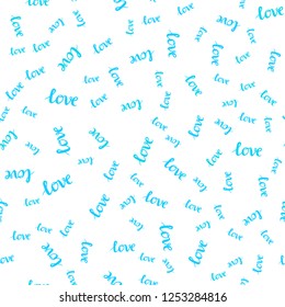 Light Pink, Blue vector seamless backdrop with phrase LOVE YOU. Colorful illustration with quote LOVE YOU in celebration style. Design for textile, fabric, wallpapers.