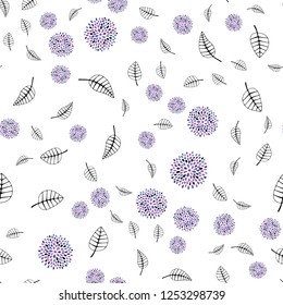 Light Pink, Blue vector seamless elegant template with leaves, flowers. Glitter abstract illustration with leaves and flowers. Pattern for design of window blinds, curtains.