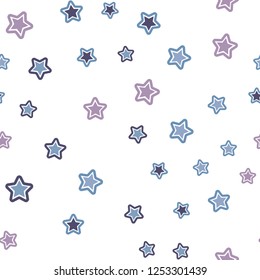 Light Pink, Blue vector seamless cover with small and big stars. Blurred decorative design in simple style with stars. Pattern for design of fabric, wallpapers.