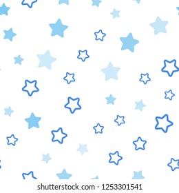 Light Pink, Blue vector seamless template with sky stars. Modern geometrical abstract illustration with stars. Design for textile, fabric, wallpapers.
