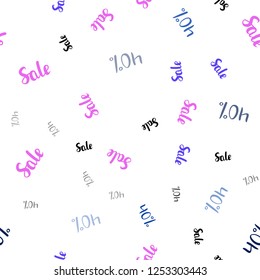 Light Pink, Blue vector seamless cover with symbols of 40 % sales. Abstract illustration with colorful gradient symbols of sales. Backdrop for super sales on Black Friday.