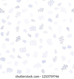 Light Pink, Blue vector seamless abstract backdrop with leaves, branches. Colorful illustration in doodle style with leaves, branches. Pattern for design of fabric, wallpapers.