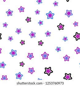 Light Pink, Blue vector seamless background with colored stars. Decorative shining illustration with stars on abstract template. Design for wallpaper, fabric makers.