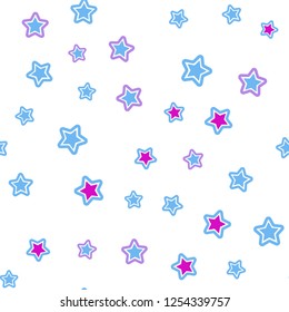 Light Pink, Blue vector seamless pattern with christmas stars. Modern geometrical abstract illustration with stars. Template for business cards, websites.