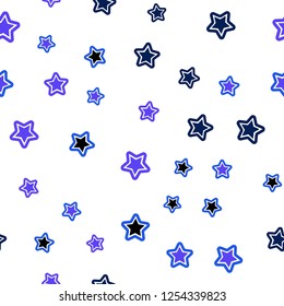Light Pink, Blue vector seamless pattern with christmas stars. Shining colored illustration with stars. Pattern for trendy fabric, wallpapers.