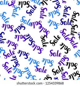 Light Pink, Blue vector seamless layout with discount of 70, 90%. Colored words of sales with gradient on white background. Backdrop for super sales on Black Friday.
