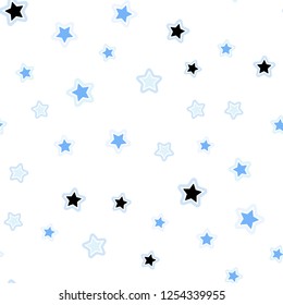 Light Pink, Blue vector seamless cover with small and big stars. Decorative shining illustration with stars on abstract template. Design for textile, fabric, wallpapers.