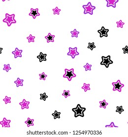 Light Pink, Blue vector seamless cover with small and big stars. Stars on blurred abstract background with gradient. Pattern for design of fabric, wallpapers.