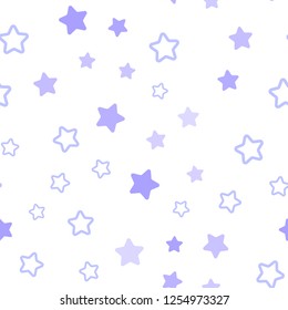 Light Pink, Blue vector seamless background with colored stars. Shining colored illustration with stars. Texture for window blinds, curtains.