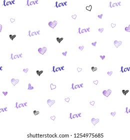 Light Pink, Blue vector seamless background with words of love, hearts. Illustration with phrase LOVE YOU, hearts for valentine's day. Design for wallpaper, fabric makers.