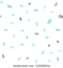 Light Pink, Blue vector seamless doodle pattern with leaves. Shining colored illustration with leaves in doodle style. Pattern for design of window blinds, curtains.