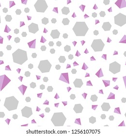 Light Pink, Blue vector seamless, isometric pattern with polygonal style with cubes. Glitter abstract illustration with squares, lines. Design for wallpaper, fabric makers.