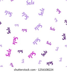 Light Pink, Blue vector seamless texture with selling simbols. Gradient illustration with discount signs on white backdrop. Backdrop for mega promotions, discounts.