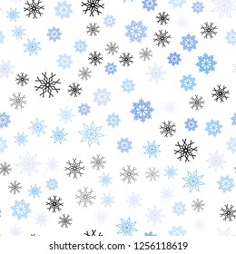 Light Pink, Blue vector seamless cover with beautiful snowflakes. Decorative shining illustration with snow on abstract template. Pattern for design of window blinds, curtains.