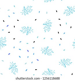 Light Pink, Blue vector seamless natural backdrop with leaves, branches. Colorful illustration in doodle style with leaves, branches. Pattern for trendy fabric, wallpapers.