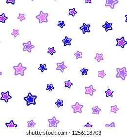 Light Pink, Blue vector seamless layout with bright stars. Shining colored illustration with stars. Pattern for design of fabric, wallpapers.