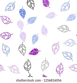 Light Pink, Blue vector seamless doodle backdrop with leaves. New colorful illustration in doodle style with leaves. Pattern for design of window blinds, curtains.