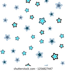 Light Pink, Blue vector seamless cover with small and big stars. Modern geometrical abstract illustration with stars. Texture for window blinds, curtains.