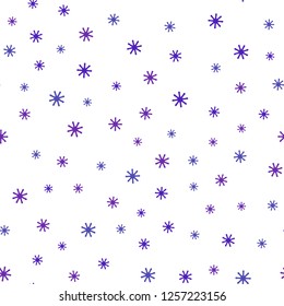 Light Pink, Blue vector seamless texture with colored snowflakes. Colorful decorative design in xmas style with snow. Pattern for trendy fabric, wallpapers.