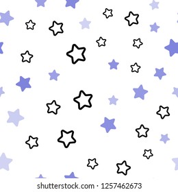 Light Pink, Blue vector seamless texture with beautiful stars. Decorative shining illustration with stars on abstract template. Pattern for design of fabric, wallpapers.