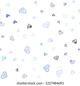 Light Pink, Blue vector seamless background with hearts. Decorative shining illustration with hearts on abstract template. Design for ad, poster, banner of Valentine Day.