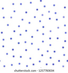 Light Pink, Blue vector seamless texture with colored snowflakes. Shining colorful illustration with snow in christmas style. Design for textile, fabric, wallpapers.